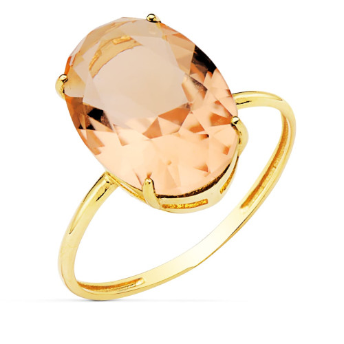 18K SORTIJA ORO AMARILLO PIEDRA OVAL 14X10 MM COLOR KUNCITA