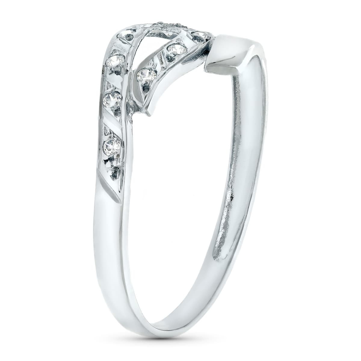 18K SORTIJA ORO BLANCO CRUZADA CON CIRCONITAS. ANCHO 7 MM