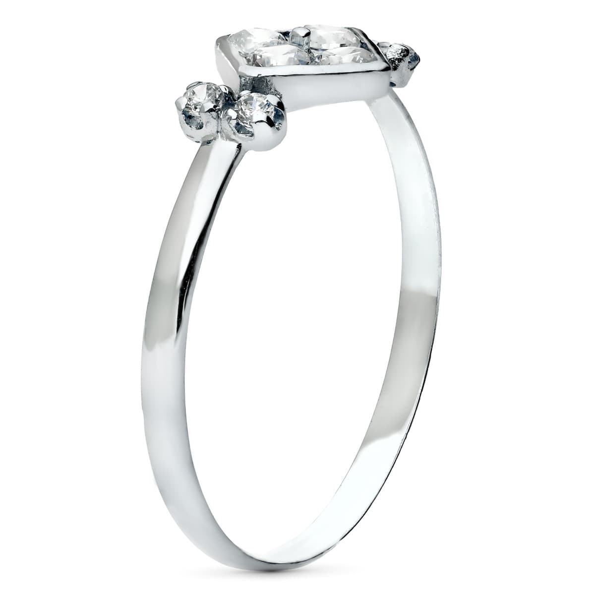 18K SORTIJA ORO BLANCO MOTIVO ROMBO CON CIRCONITAS. ANCHO 7 MM