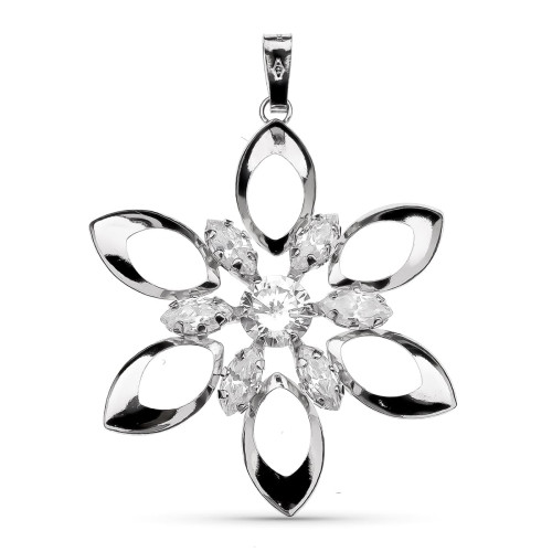 18K COLGANTE ORO BLANCO FLOR 35X30 MM