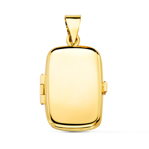 18K COLGANTE ORO AMARILLO GUARDAPELO DIJE  PORTAFOTOS  OVAL LISO 25X20 MM
