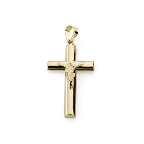 18K CRUZ ORO AMARILLO CON CRISTO. 27X15 MM