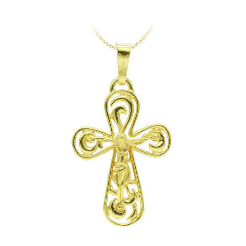 18K CRUZ ORO AMARILLO CON CRISTO 37X25 MM