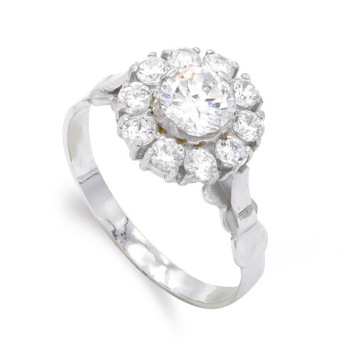 18K SORTIJA ORO BLANCO CUAJO CON CIRCONITAS. ANCHO: 11 MM