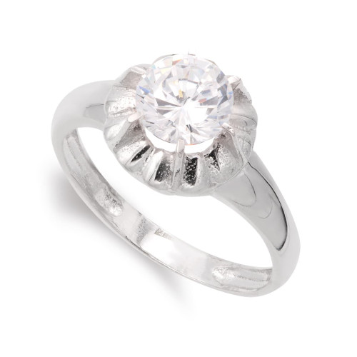 18K SORTIJA ORO BLANCO CON CIRCONITA Y GARRAS. ANCHO: 10 MM