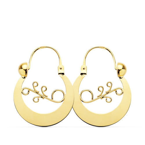 9K PENDIENTES ARO CRIOLLAS ORO AMARILLO CANARIA 24X20 MM CIERRE GANCHO