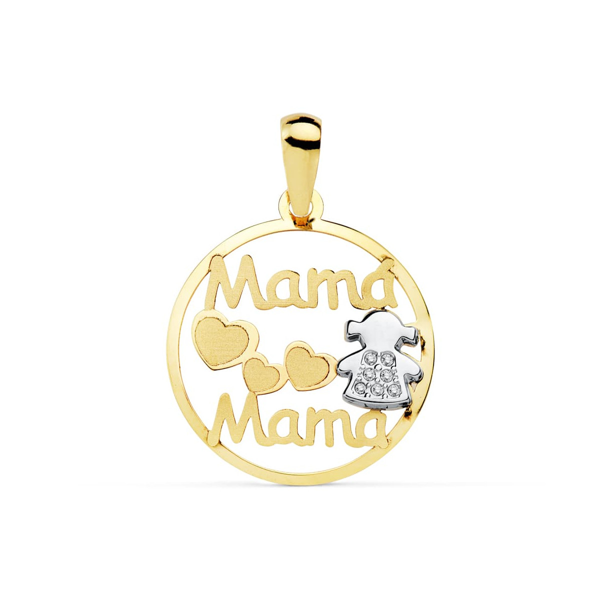 9K COLGANTE MAMA BICOLOR NIÑA 18 MM