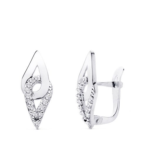 9K PENDIENTES ORO BLANCO 17X7 MM CIERRE CATALAN