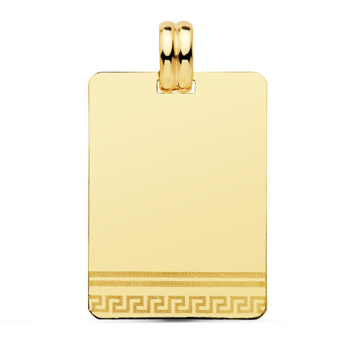 9K PLACA CHAPA LASER ORO AMARILLO GRECA 28X20 MM