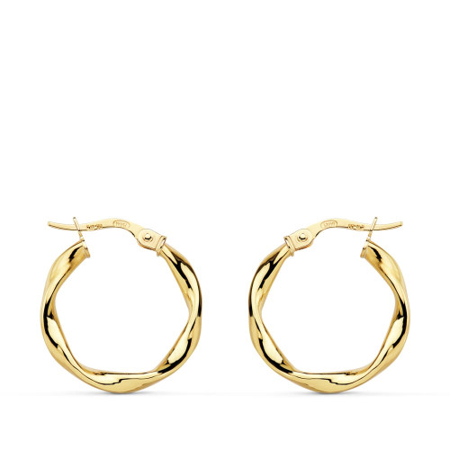 18K AROS ORO AMARILLO RELIADOS LISOS 20X2.5 MM