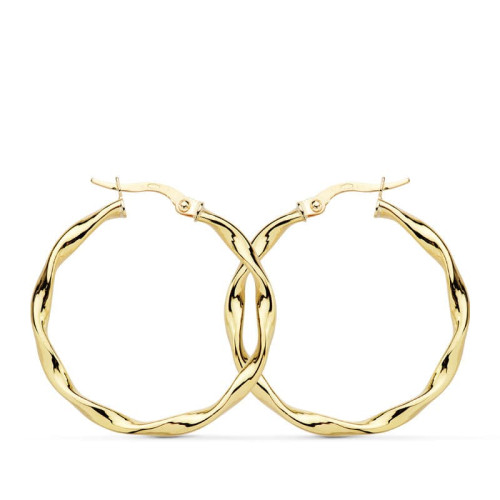 18K AROS ORO AMARILLO BRILLO RETORCIDOS 30X2.5 MM