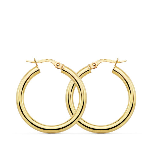 18K AROS ORO AMARILLO REDONDOS HUECOS 26X3 MM