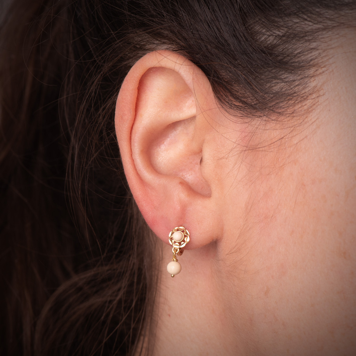 18K PENDIENTES ORO AMARILLO CUBANAS MARFIL 15X6 MM. CIERRE CATALAN