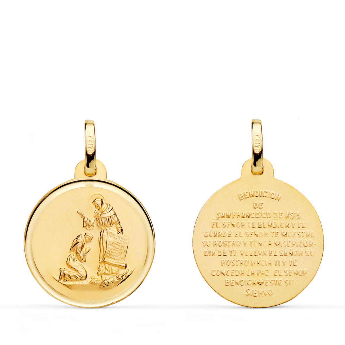 18K MEDALLA ORO AMARILLO BENDICION DE SAN FRANCISCO BISEL. DIAMETRO: 18 MM