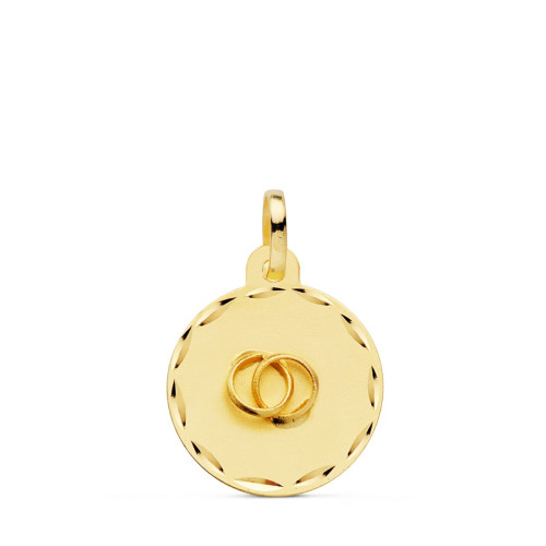 18K PLACA CHAPA DISCO  ORO AMARILLO REDONDO ALIANZAS TALLADO 16 MM