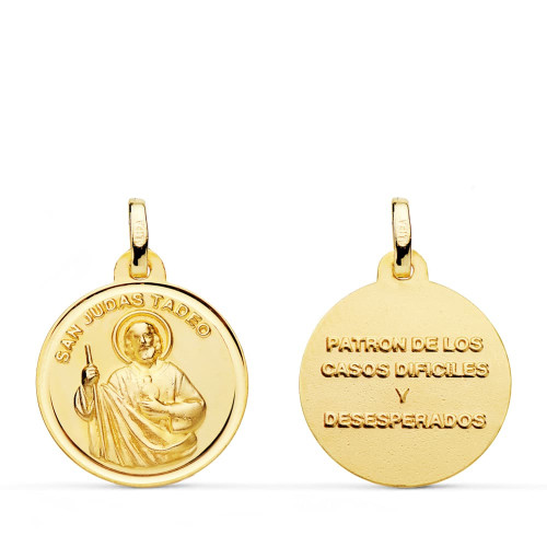 18K MEDALLA ORO AMARILLO SAN JUDAS TADEO BISEL 18 MM