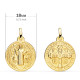 18K MEDALLA ESCAPULARIO ORO AMARILLO SAN BENITO MONJE 18 MM MATIZADA