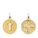 18K MEDALLA  ESCAPULARIO SAN BENITO MONJE BRILLO Y FONDO MATIZADO 18 MM ESPALDA EN BRILLO