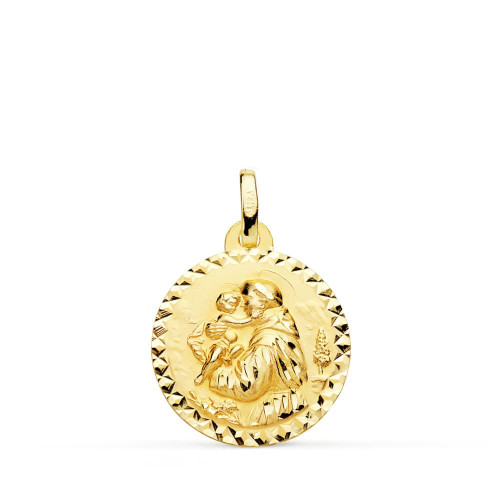 18K MEDALLA ORO AMARILLO SAN ANTONIO TALLA CRUZADA 18 MM