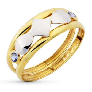 18K SORTIJA ORO BICOLOR CIRCONITAS