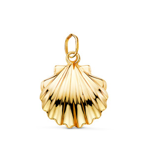 18K COLGANTE ORO AMARILLO CONCHA DE SANTIAGO EN BRILLO. MEDIDA: 20 X 17,5 MM