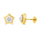 18K PENDIENTES ORO BICOLOR ESTRELLA 8X8 MM CIERRE TUERCA