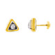 18K PENDIENTES ORO BICOLOR TRIANGULO CON CIRCONITA 8X8 MM CIERRE TUERCA