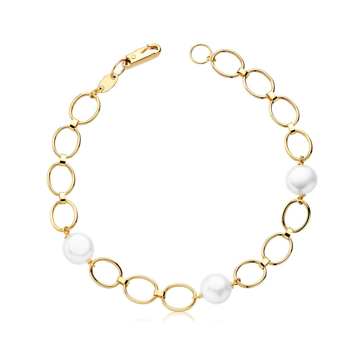 18K PULSERA ORO COMUNION PERLA CULTIVADA OVAL 18CM