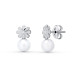 18K PENDIENTES ORO BLANCO PERLA 9X5 MM. CIERRE PRESION
