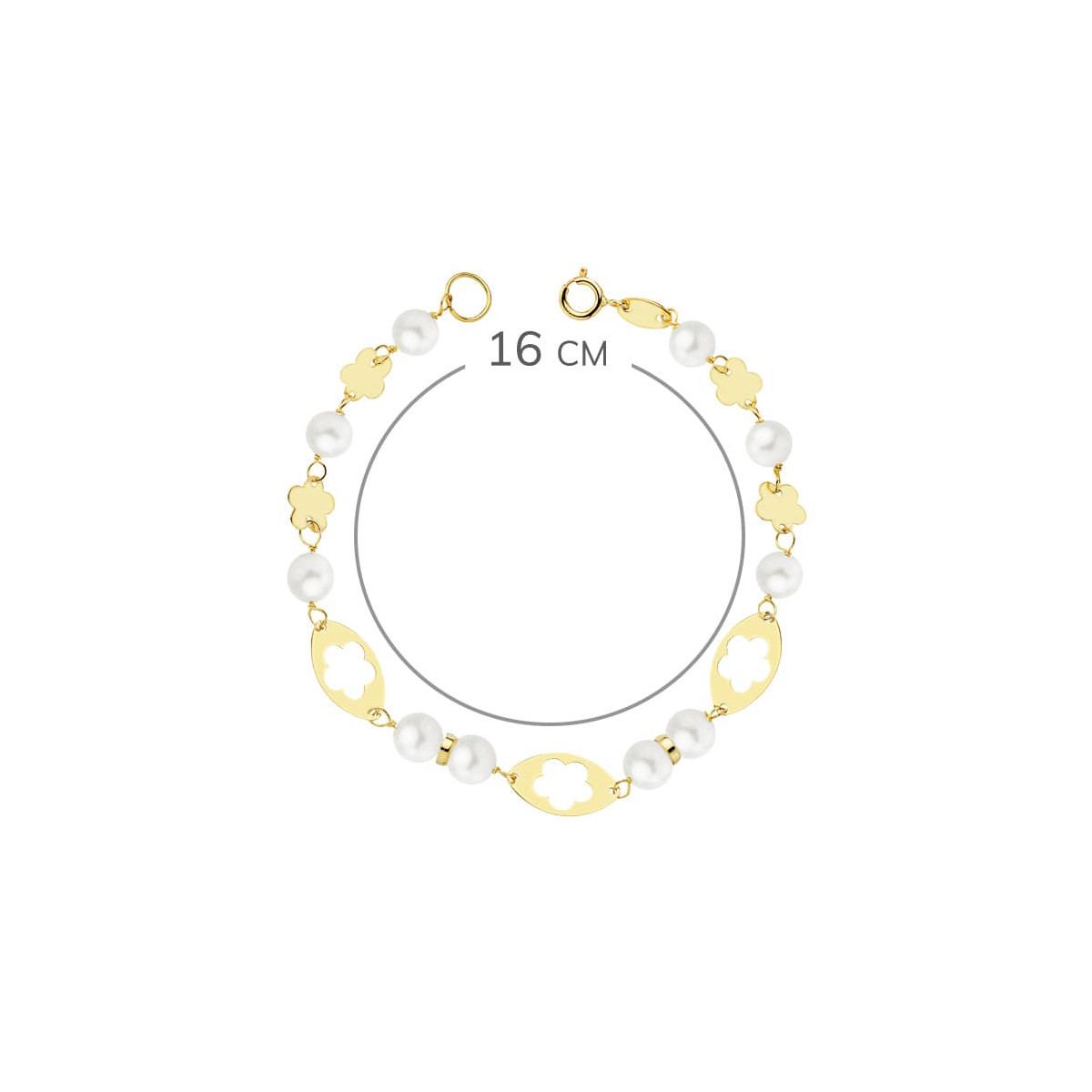 18K PULSERA COMUNION ORO AMARILLO PERLA 5.5 MM 16CM