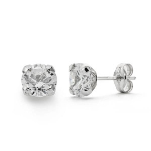 18K PENDIENTES ORO BLANCO GARRAS CIRCONITA 6X6 MM