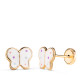18K PENDIENTES ORO AMARILLO MARIPOSAS ESMALTE BLANCO. MEDIDA: 8 X 6,5 MM.CIERRE TUERCA