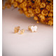 18K PENDIENTES ORO AMARILLO MARIPOSAS ESMALTE BLANCO. MEDIDA: 8 X 6,5 MM.CIERRE TUERCA