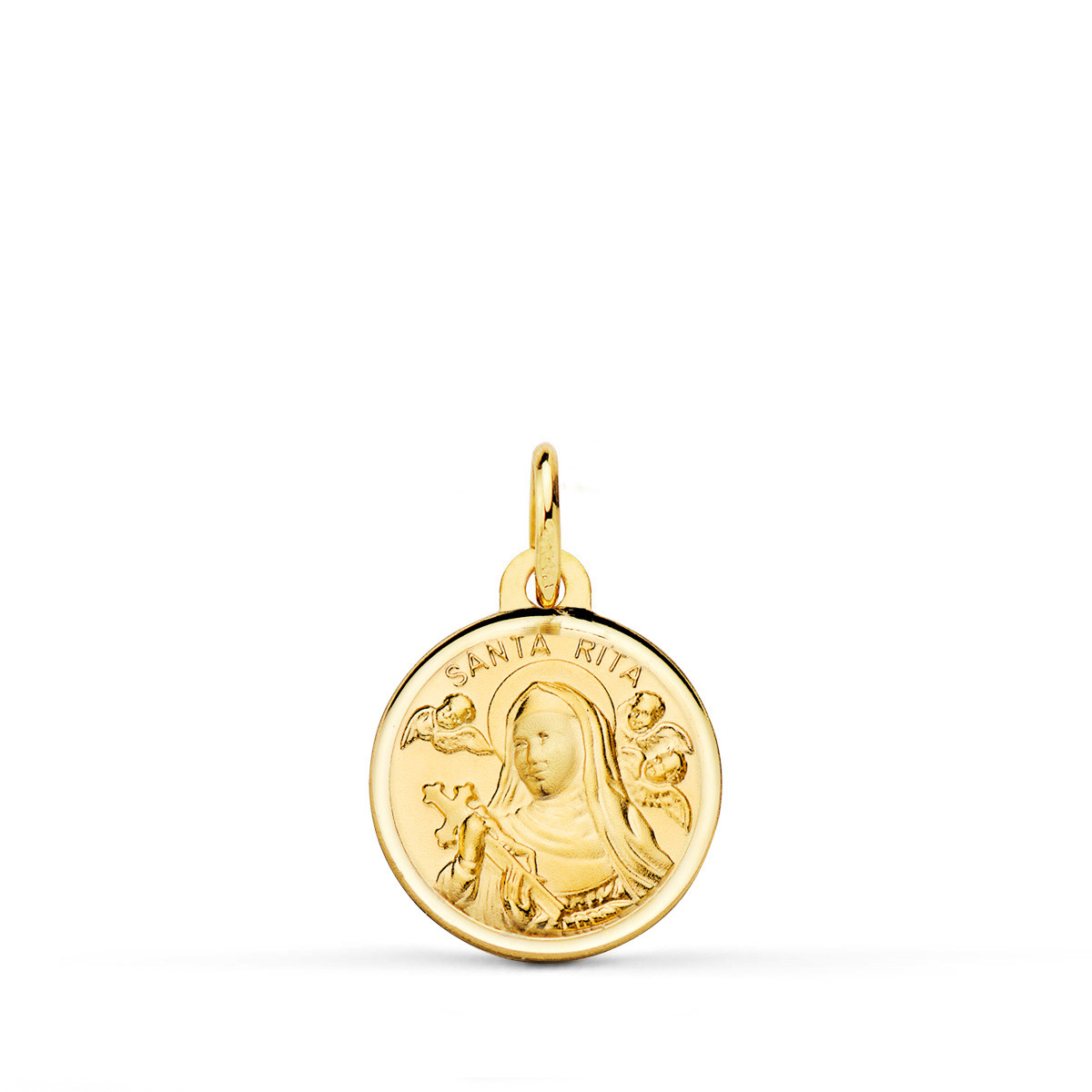 18K MEDALLA ORO AMARILLO SANTA RITA BISEL 14 MM