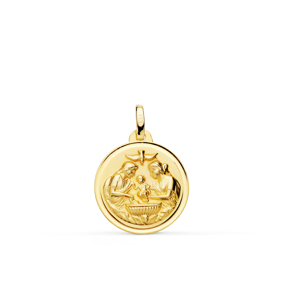 18K MEDALLA ORO AMARILLO NUEVO BAUTISMO BISEL 18 MM