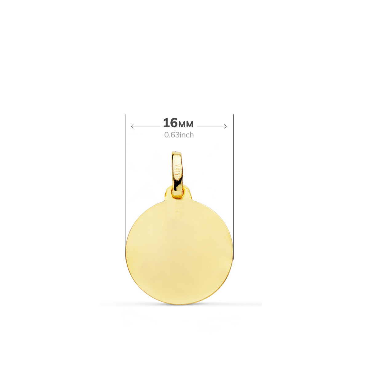 18K MEDALLA ORO AMARILLO VIRGEN NIÑA BISEL 16 MM
