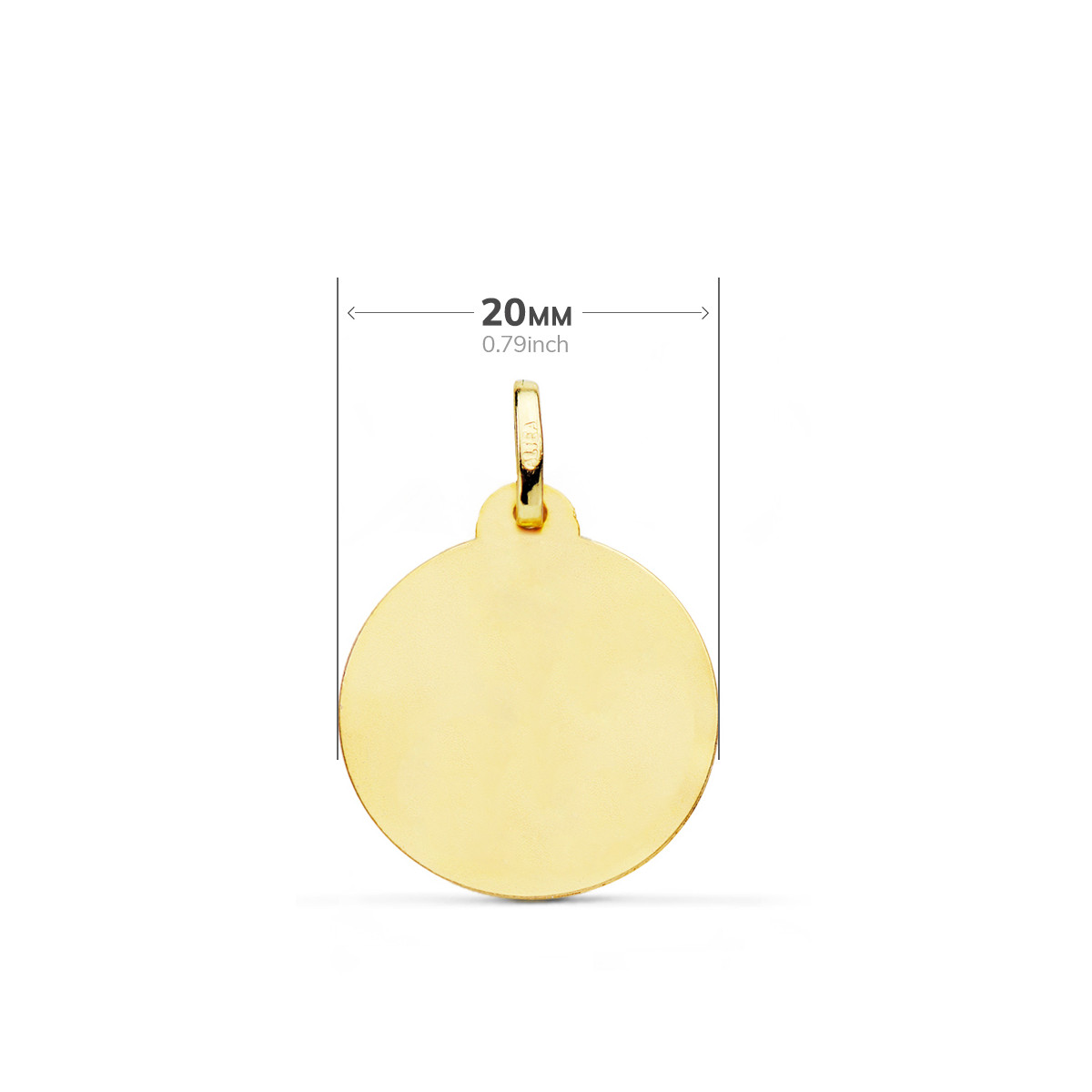 18K MEDALLA ORO AMARILLO VIRGEN NIÑA BISEL 20 MM