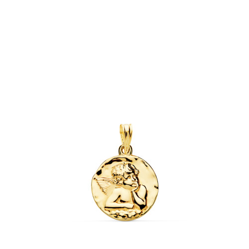 18K MEDALLA ORO AMARILLO ANGEL BURLON BRILLO 14 MM