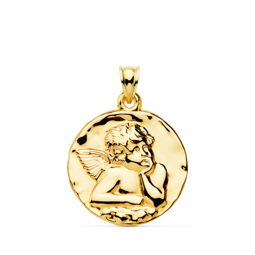 18K MEDALLA ORO AMARILLO ANGEL BURLON BRILLO 28 MM
