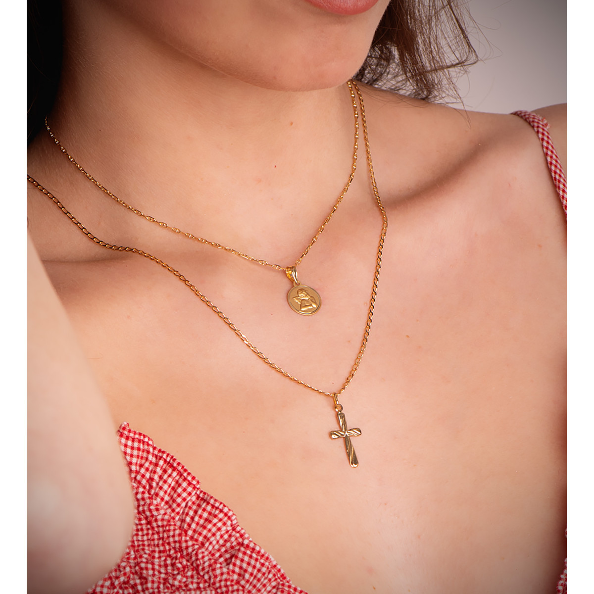 18K MEDALLA ORO AMARILLO ANGEL BURLON BISEL 12MM.