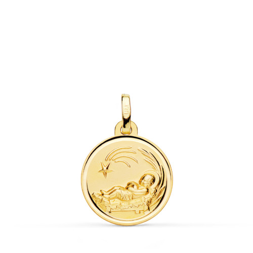18K MEDALLA ORO AMARILLO NIÑO DEL PESEBRE BISEL 16 MM