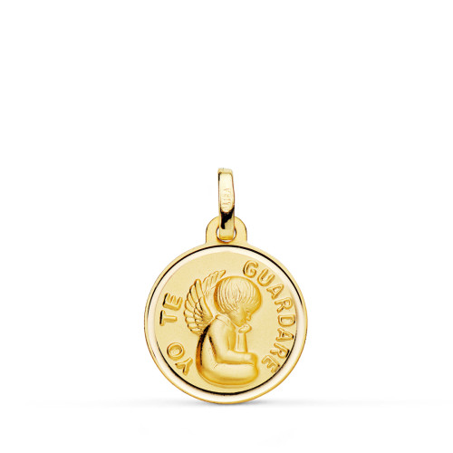 18K MEDALLA ORO AMARILLO ANGEL " YO TE GUARDARE " BISEL 16 MM