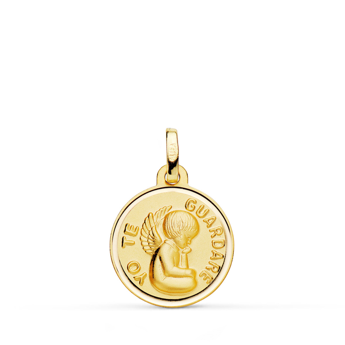 18K MEDALLA ORO AMARILLO ANGEL " YO TE GUARDARE " BISEL 16 MM
