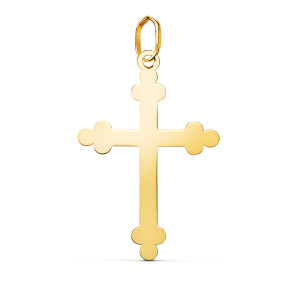 18K COLGANTE ORO AMARILLO CRUZ DE LA TRINIDAD EN BRILLO. MEDIDA: 27 X 18 MM