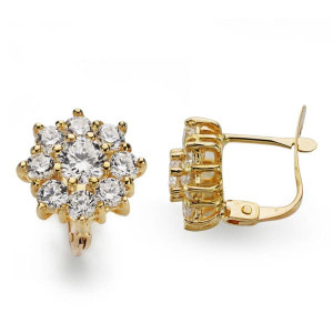 18K PENDIENTES CUAJO CIRCONITAS 10 MM