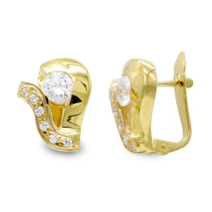 18K PENDIENTES ORO AMARILLO Y CIRCONITA CIERRE CATALAN