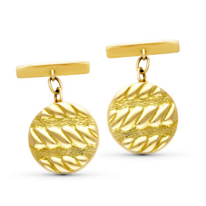 18K GEMELOS ORO AMARILLO REDONDO GALLONES