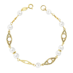 9K PULSERA COMUNION PERLA 5 MM 18CM