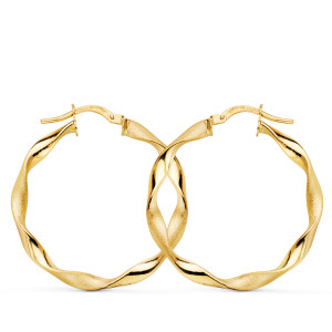 9K AROS ORO AMARILLO HUECOS RETORCIDOS MATE Y BRILLO 29X2.5 MM