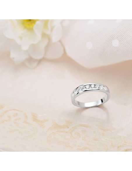18K ALIANZA O ANILLO ORO BLANCO 9 DIAMANTES DE LABORATORIO 0,50 QTS. PUREZA VS2 COLOR G TALLA BRILLANTE